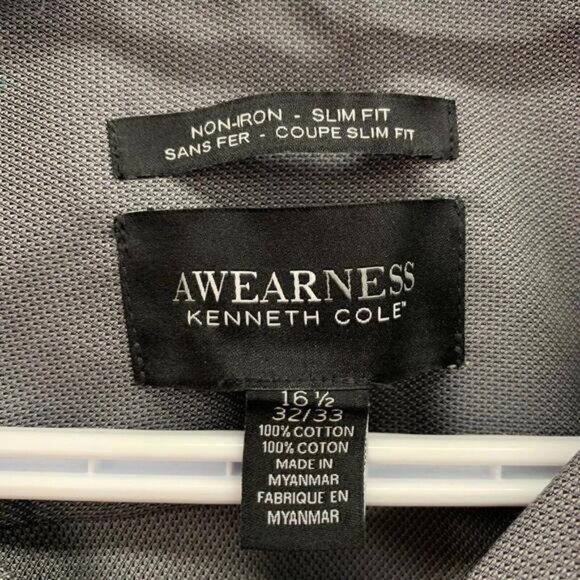 Kenneth Cole Awearness Mens Gray Button Up Long Sleeve Shirt Size 16.5 3233​​ - Picture 4 of 8